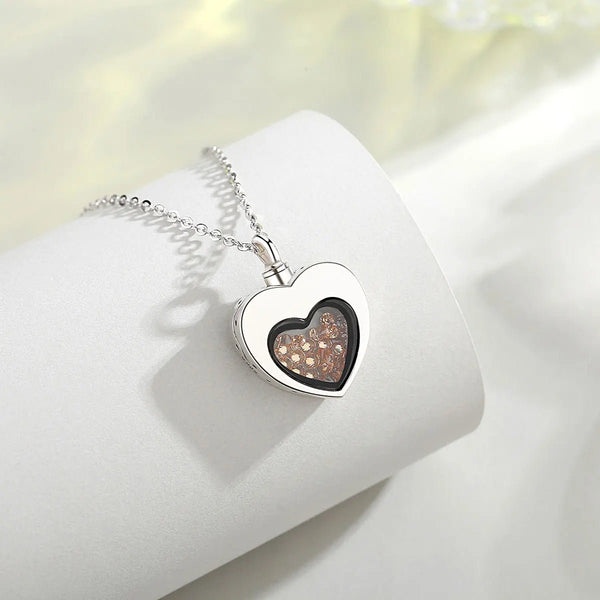 S925 Sterling Silver Heart Urn Locket for cremation ashes. Comes in several Birth Stone crystal colors - Urn Of Memories