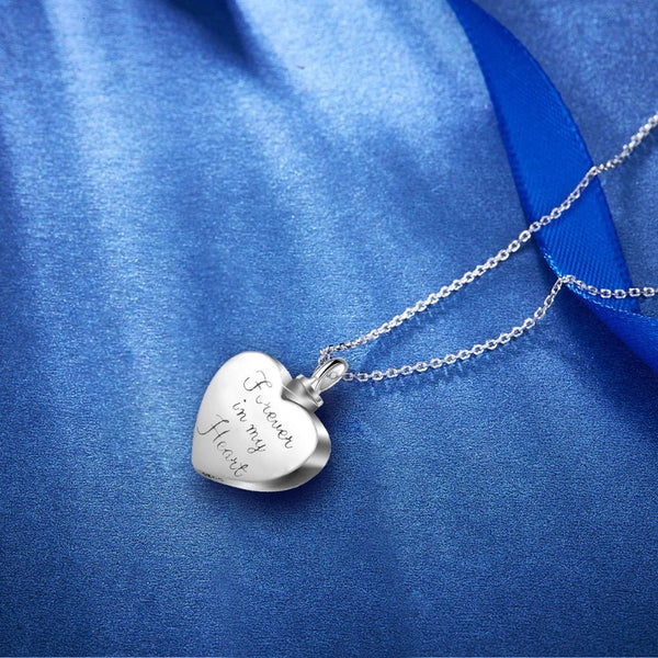 Sterling Silver Heart Locket for cremation ashes memorial - Blue Crystal birthstone - Urn Of Memories