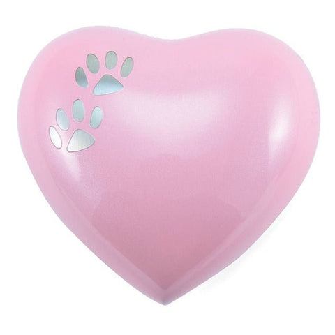 Arielle Heart Pet Paw Heart Urn - Pink - Urn Of Memories