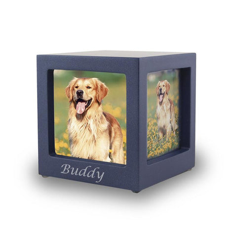 Navy Photo Cube Cremation Urn - Extra Small - Urn Of Memories