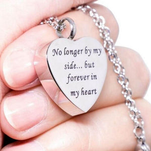 No Longer By My Side But Forever In My Heart - Heart Shaped Necklace Cremation Pendant Ashes Urn - Memorial Jewelry -