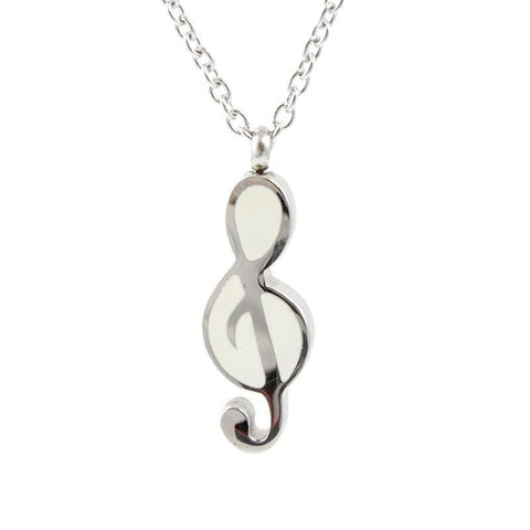 Silver Cremation Necklace - Treble Clef - Urn Of Memories