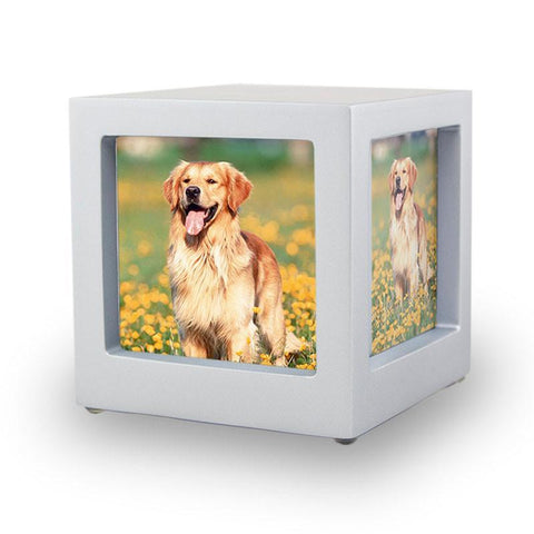 Silver Pet Photo Cube Urn - Small - Urn Of Memories