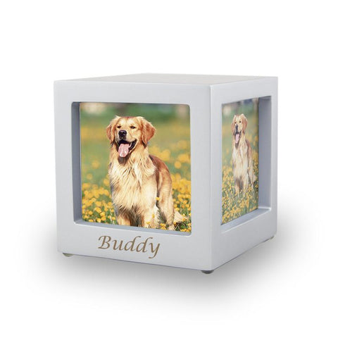 Silver Photo Cube Cremation Urn - Extra Small - Urn Of Memories