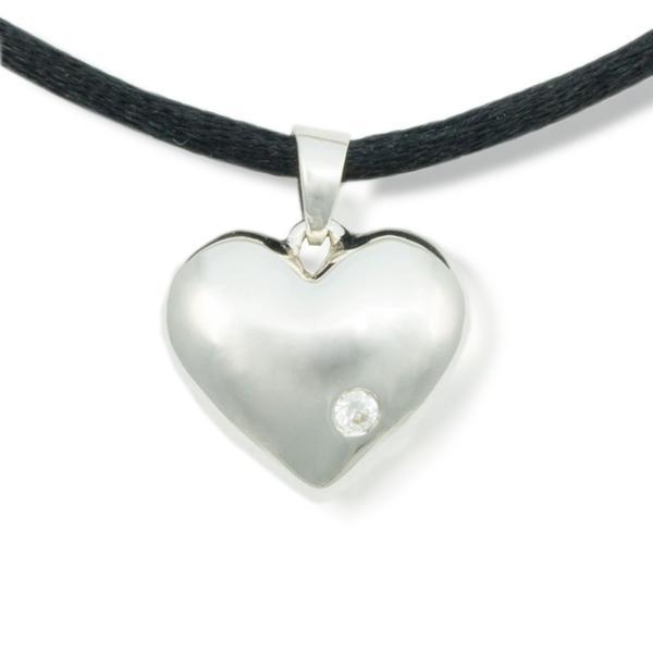 Sparkling Heart Cremation Pendant - Sterling Silver - Urn Of Memories