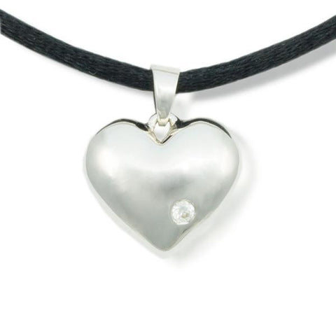 Sparkling Heart Cremation Pendant - Sterling Silver - Urn Of Memories